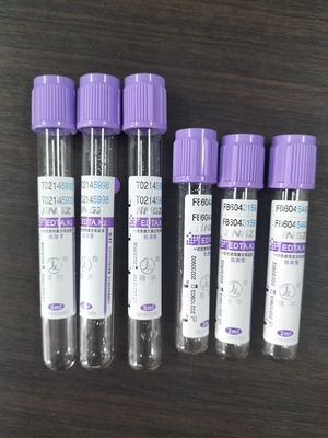 গ্লাস K2 EDTA টিউব জন্য 1ml-10ml ক্ষমতা সঙ্গে বেগুনি টিউব লেবেল রঙ গ্লাস উপাদান
