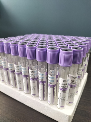 গ্লাস K2 EDTA টিউব জন্য 1ml-10ml ক্ষমতা সঙ্গে বেগুনি টিউব লেবেল রঙ গ্লাস উপাদান
