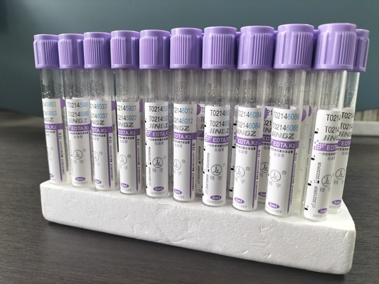 গ্লাস K2 EDTA টিউব জন্য 1ml-10ml ক্ষমতা সঙ্গে বেগুনি টিউব লেবেল রঙ গ্লাস উপাদান